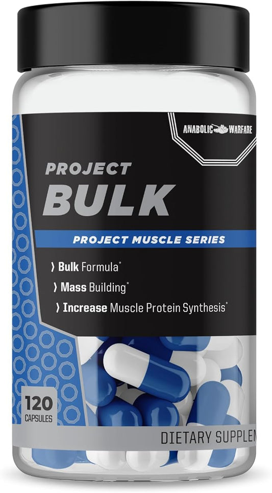 Anabolic Warfare Project Bulk, Mass Building Formula, Protein Synthesis, Strength, Muscle Definition, Made with Botanicals*