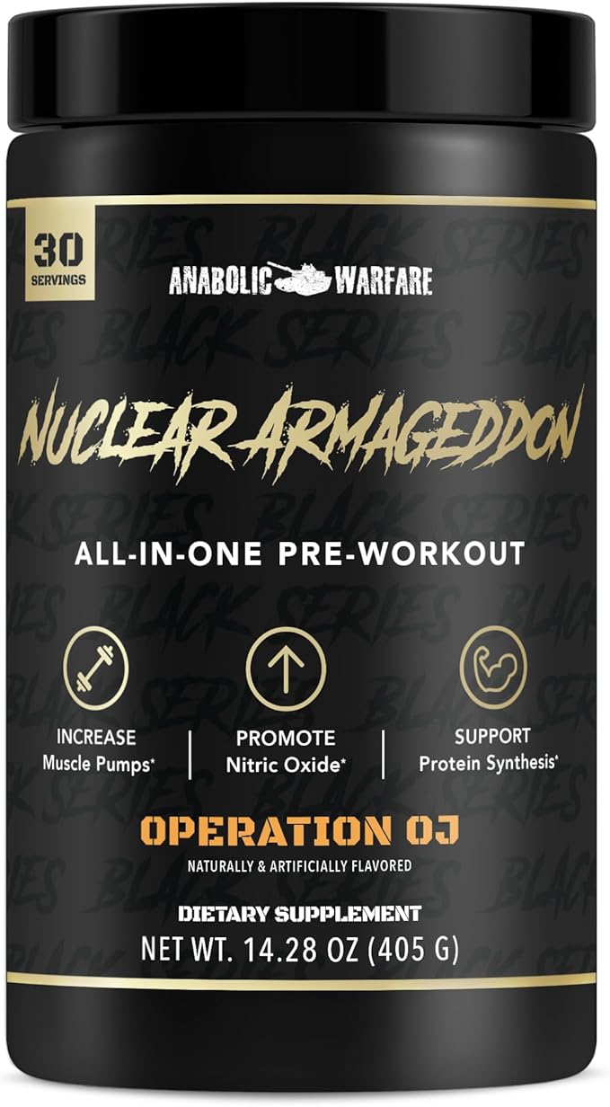 Anabolic Warfare Nuclear Armageddon Pre Workout Powder Pre-Workout for Men & Women with L-Citrulline, Beta Alanine Powder and Caffeine (Orange Juice - 30 Servings)