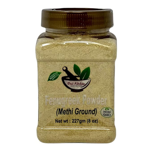 Desi Kitchen Spices All Natural | Salt Free | Vegan | NON GMO | Fenugreek Powder (Methi Powder) 227gm (8 oz)
