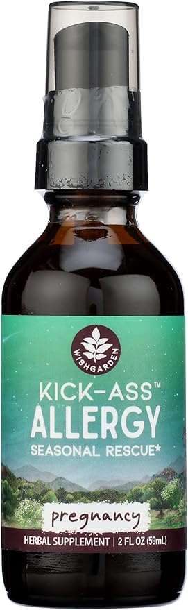 WishGarden Herbs Kick-Ass Allergy for Pregnancy - Plant-Based Herbal Allergy Supplement w/Nettle Leaf, Echinacea & Yerba Santa, Safely Supports Healthy Histamine Response to Seasonal Irritants, 2oz