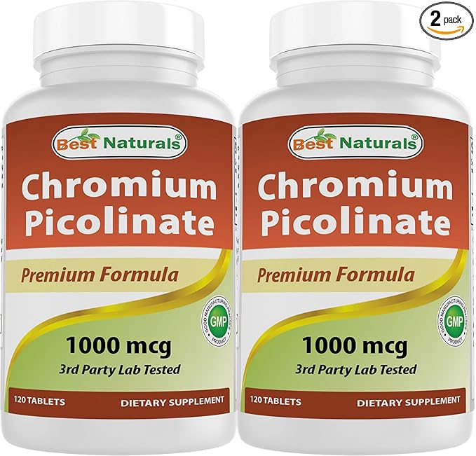 Best Naturals Chromium Picolinate 1000 mcg 120 Tablets (Pack of 2)