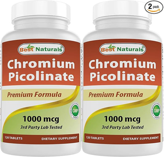 Best Naturals Chromium Picolinate 1000 mcg 120 Tablets (Pack of 2)