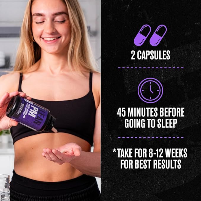 Jacked Factory Lean PM Night Time Fat Burner, Sleep Aid Supplement, & Appetite Suppressant for Men and Women - 180 Stimulant-Free Veggie Weight Loss Diet Pills