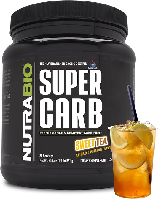 NutraBio Super Carb - Complex Carbohydrate Supplement Powder - Cluster Dextrin and Electrolytes for Performance Enhancement & Muscle Recovery - Sweet Tea, 30 Servings