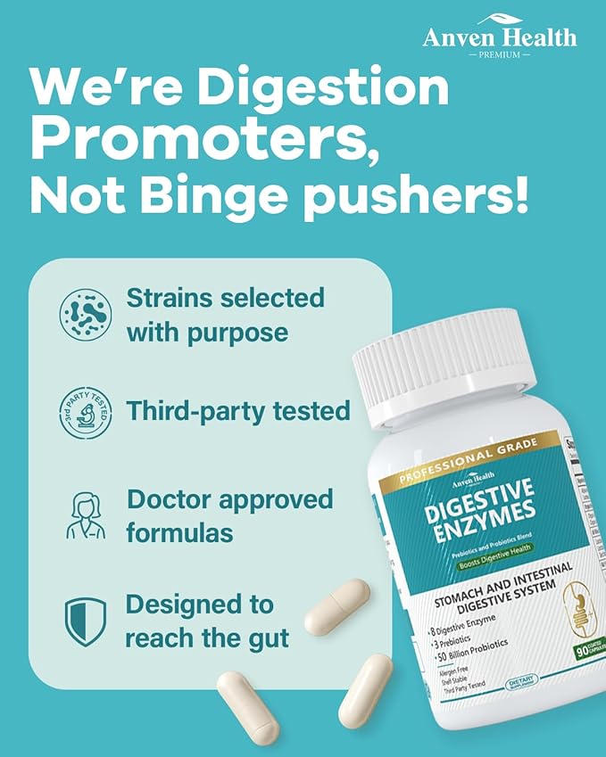 Digestive Enzymes with Probiotics & Prebiotics for Women Men – Probiotic Multi Enzyme for Digestive Health, Constipation, Gas, Bloating Relief & Gut Support | 90 Capsules