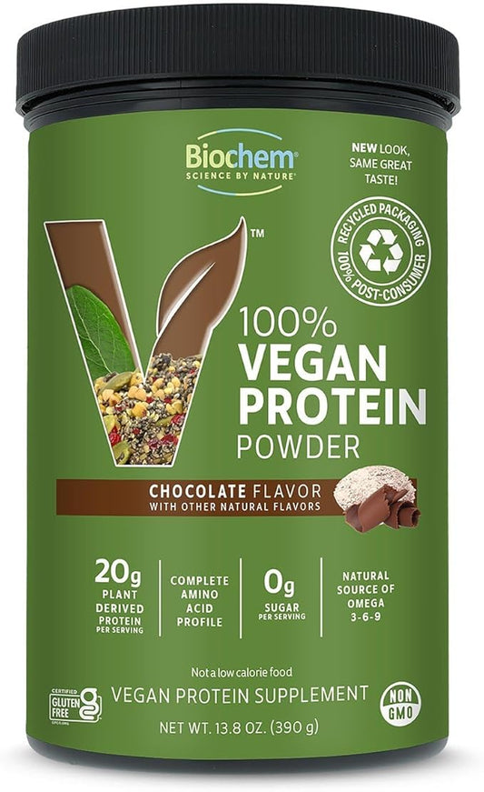 Biochem, Vegan Protein Powder, 20g of Plant-Based Protein to Support Muscles, Chocolate, 13.6 oz