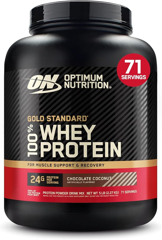 Optimum Nutrition Gold Standard 100% Whey Protein Powder, Chocolate Coconut, 5 Pound (Packaging May Vary)