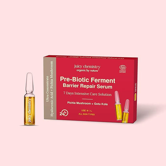 Juicy Chemistry Prebiotic Ferment Barrier Repair Face Serum - Made With Gotu Kola And Hyaluronic Acid | Certified Natural (14 Ml (Pack Of 1) Yellow)
