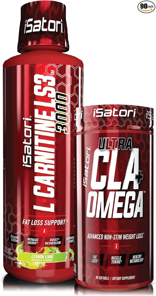 iSatori L-Carnitine LS3 Lemon Lime 3000mg (32 Servings) & iSatori Ultra CLA (90 Softgels)