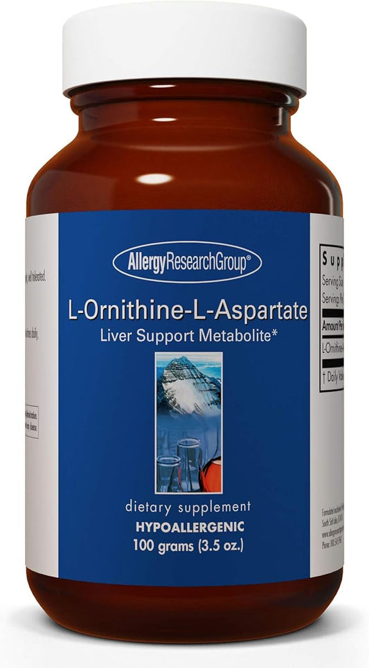 Allergy Research Group L-Ornithine-L-Aspartate Powder - Liver Detox Support Metabolite, Amino Acid Complex, Pure, 3000mg Supplement - 3.5 Oz