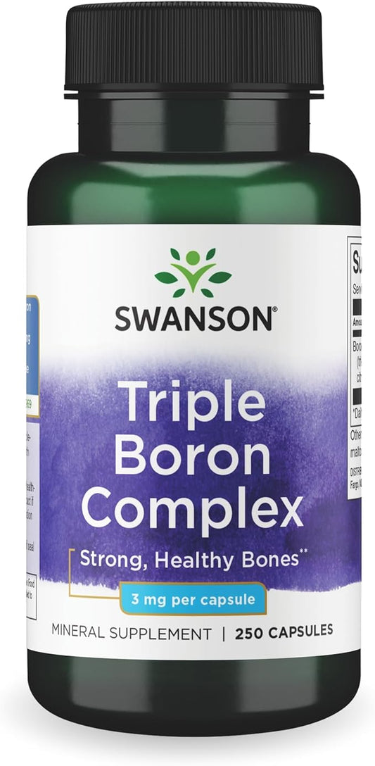 Swanson Triple Boron Complex - Natural Bone Health & Joint Support - Mineral Supplement Featuring Citrate, Aspartate & Glycinate - (250 Capsules)