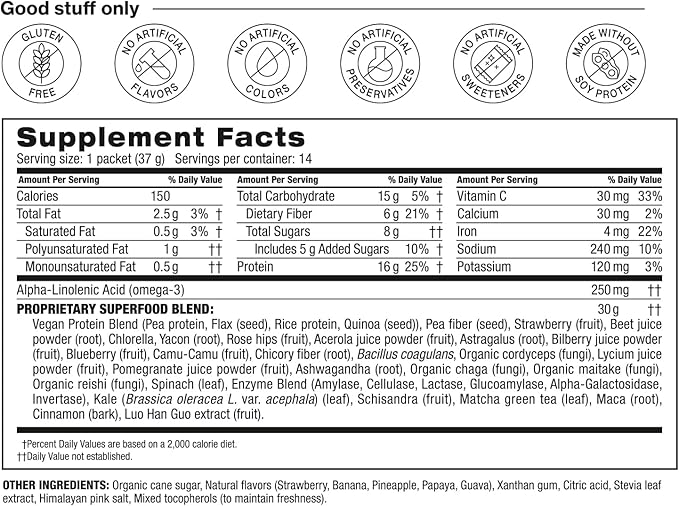 BODi Shakeology Plant Based Protein Powder Blend – Gluten-Free Shake with Vitamins and Minerals – Helps Support Weight Loss, Lean Muscle, Gut Health - Tropical Strawberry, 14 Servings