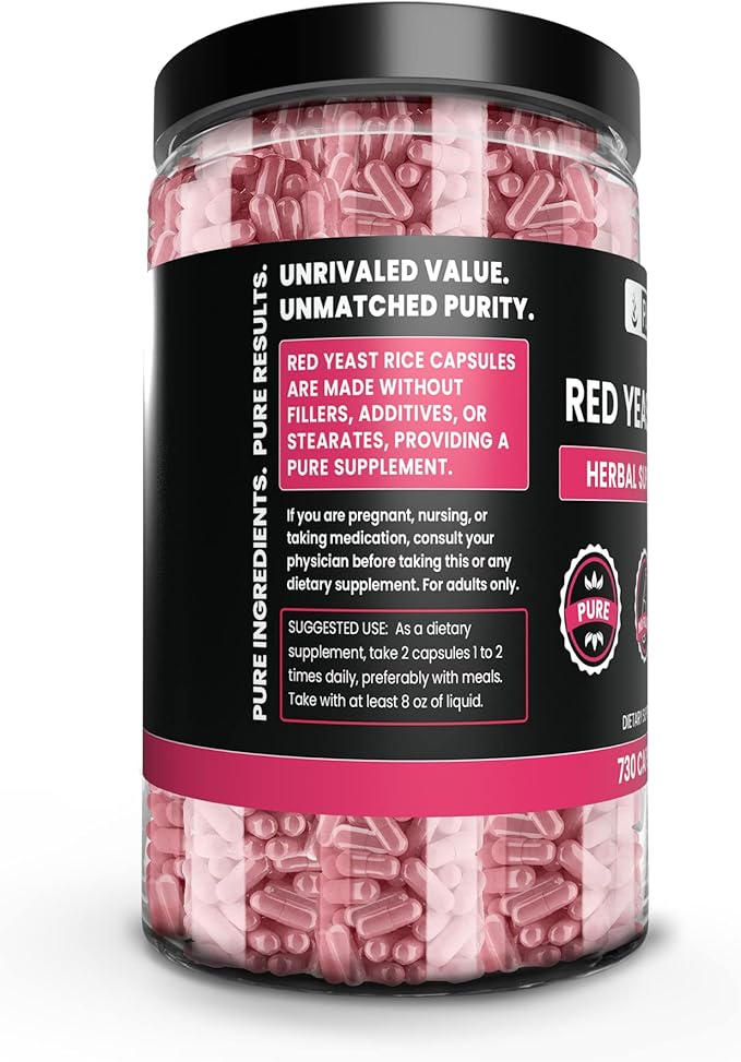 Pure Original Ingredients Red Yeast Rice No Magnesium Or Rice Fillers, Always Pure, Lab Verified (730 Capsule)