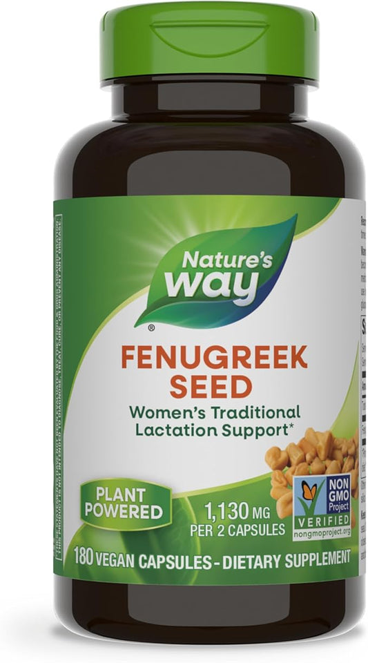 Nature's Way Fenugreek Seed, Traditional Lactation/Breastfeeding Support*, Non-GMO Project Verified, Vegan, 180 Capsules