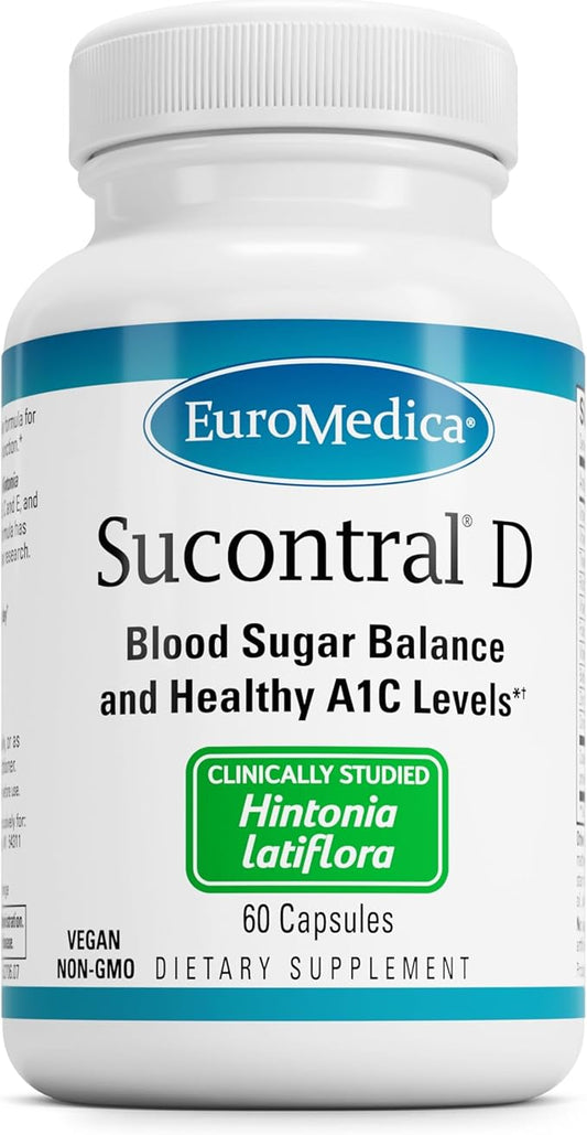 Euromedica Sucontral D - B-Complex & Folate Supplement - Carbohydrate Metabolism Support - Vitamin & Mineral Supplement with Zinc & Chromium - 60 Capsules