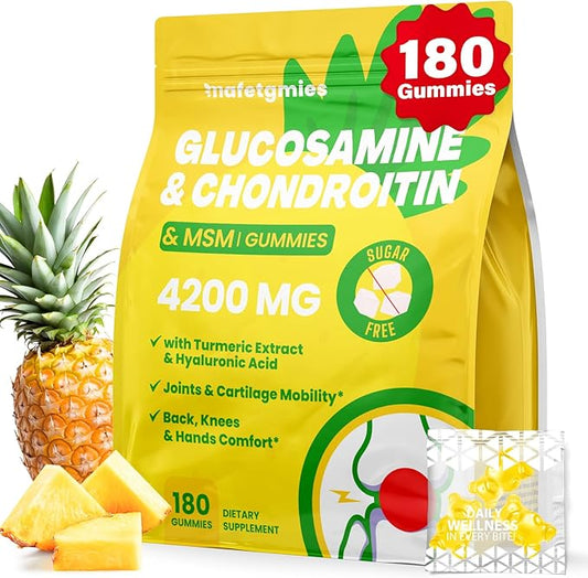 Glucosamine Chondroitin Gummies, Extra Strength Joint Supplements Glucosamine Chondroitin Gummies with MSM & Elderberry for Joint Health, Flexibility, Immune Support for Adults, Men & Women, 180 Count