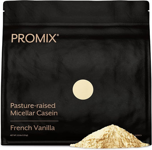 ProMix Nutrition Casein Protein Powder, Vanilla - Grass-Fed - Slow & Sustained Recovery ­Post Workout Fitness - Shakes, Smoothies, Baking & Cooking Recipes - 2.5 Pound (Pack of 1)