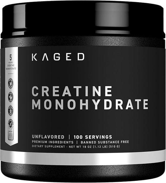 Kaged Creatine Monohydrate Micronized Powder, 100 Servings, Unflavored, Muscle Recovery and Growth Supplement for Men & Women, Vegan, Easily Digestible, Gluten Free, Keto Friendly