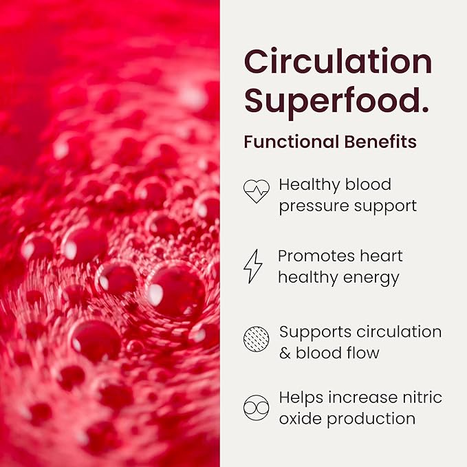 HumanN SuperBeets Beet Root Powder - Non-GMO Beetroot Superfood - Nitric Oxide Supplement for Heart Health, Circulation & Blood Pressure Support - Black Cherry, 60 Servings