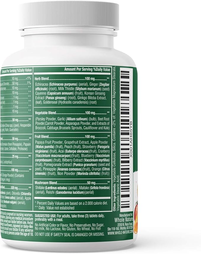Whole Food Multivitamin for Men and Women Plus Liposomal Vitamin C High Absorption Vegan Capsules