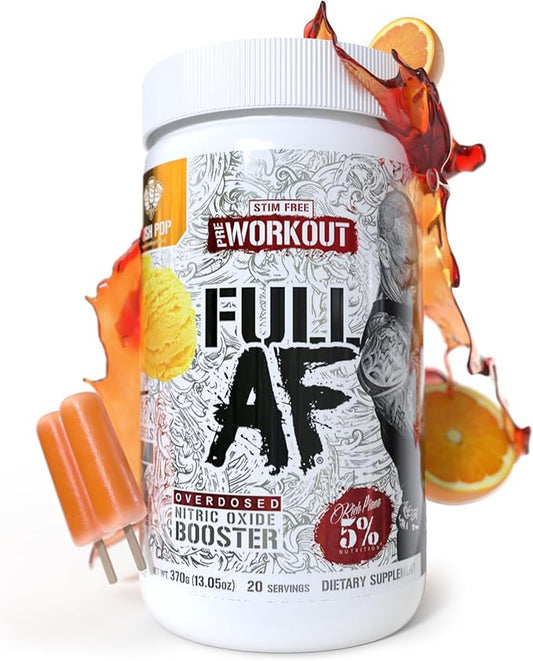 5% Nutrition FullAF Pre-Workout | Stim-Free with Massive Pumps | L-Citrulline, L-Taurine, Nitrosigine, GlycerSize (Push Pop)