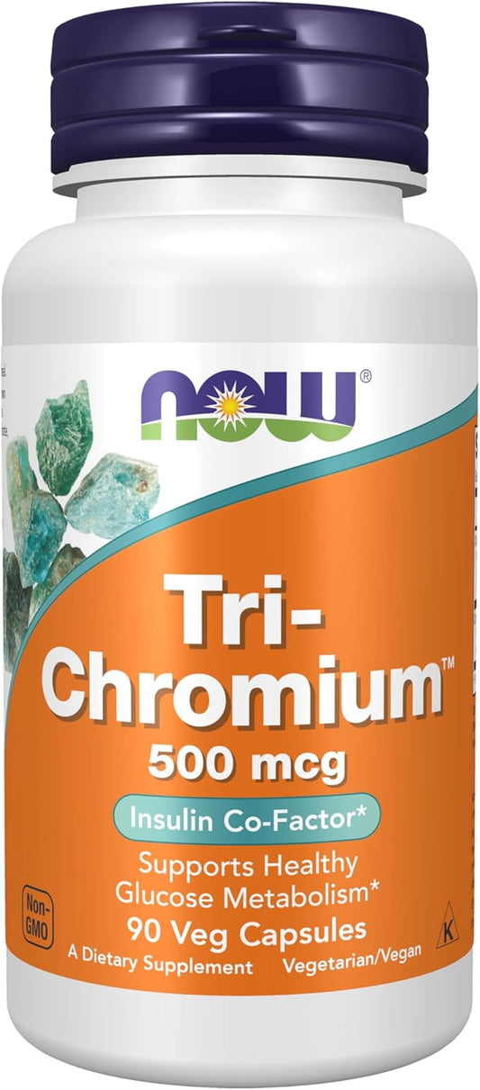 NOW Foods Supplements, Tri-Chromium™ 500 mcg with Cinnamon, Insulin Co-Factor*, 90 Veg Capsules