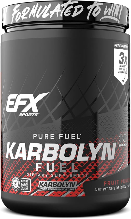EFX Sports Karbolyn Fuel | Fast-Absorbing Carbohydrate Powder | Carb Load, Sustained Energy, Quick Recovery | Stimulant Free | 18 Servings (Fruit Punch)