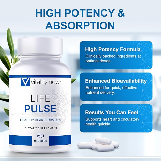 Life Pulse Natural Heart Health Supplement – 7 Power Ingredients for Blood Pressure & Cardiovascular Support – Non-GMO Formula for Men & Women – Made by Former NASA Scientist (Pack of 1)