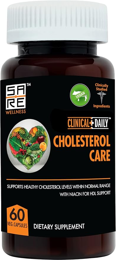Clinical Daily Cholesterol Care Supplement. Vegan Cholesterol and Triglyceride Supplements. Plant Sterols Supplements Cholesterol Support with Guggul, Garlic, Niacin. 60 Capsules