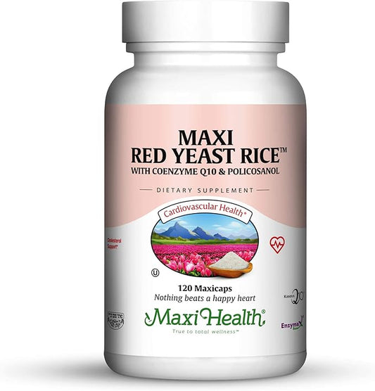 Maxi Health Kosher Maxi Red Yeast Rice with Coenzyme Q10 & Policosanol (Unflavored 120 Count (Pack of 1))
