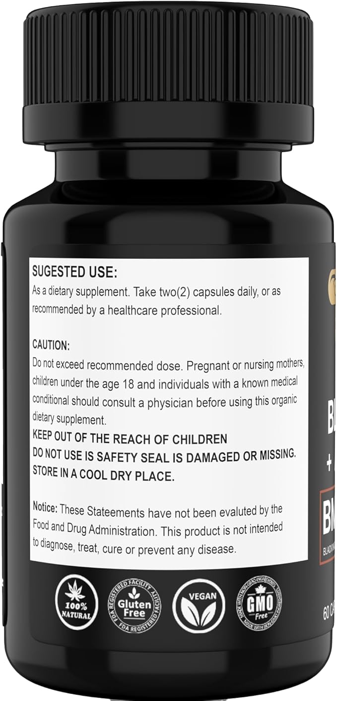 LUAL 30,000mg 30x Strength Organic Black Maca Root with Ashwagandha - Highest Potency Black Maca Root Capsules for Men - 100% Pure Maca Peruana Powder Organic, Gelatinized, Non-GMO - 60 Pills