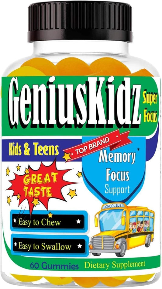 Celebrity Lifestyle Product Brain Support Focus Supplement for Kid and Teens Omega 3 Gummy Vitamin Memory and Attention, Brain Booster, Kid Focus Attention Supplement(1 Bottle) DHA 60ct