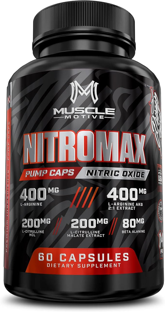 Nitric Oxide Booster 3000mg with L-Arginine, L-Citrulline - Non-GMO, Gluten-Free, Vegan - Pre-Workout Supplement for Muscle Growth, Stamina, Energy, Pumps, Vascularity - 60 Capsules
