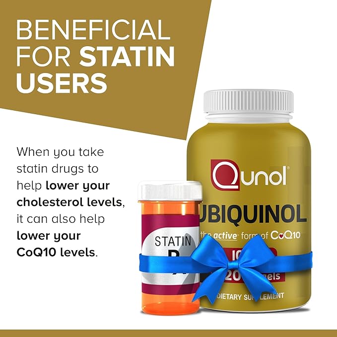Qunol Ubiquinol CoQ10 100mg Softgels, Ubiquinol - Active Form of Coenzyme Q10, Antioxidant for Heart Health, Healthy Blood Pressure Levels, Beneficial to Statin Users, 120 Count