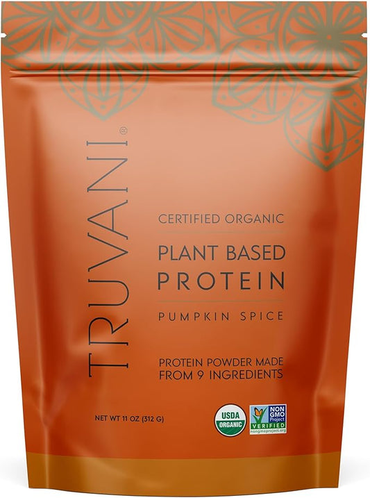 Truvani Vegan Pea Protein Powder | Pumpkin Spice | 20g Organic Plant Based Protein | 10 Servings | Keto | Gluten & Dairy Free | Low Carb | No Added Sugar