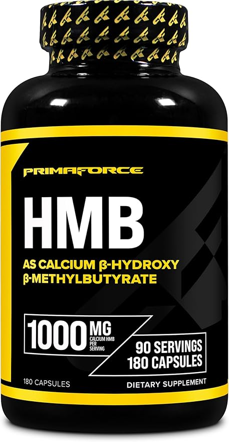 Primaforce HMB (Beta-Hydroxy Beta-Methylbutyrate) 1000mg, 180 Capsules (500mg Per Capsule) - Gluten Free and Non-GMO Supplement
