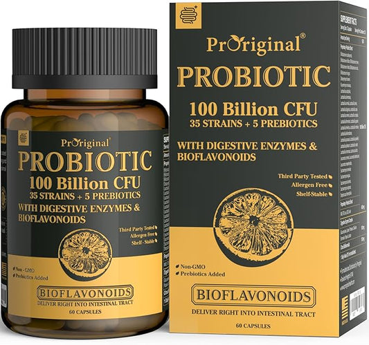 Probiotics with Prebiotics for Men and Women - 35 Strains Organic Probiotic 100 Billion CFU for Gut & Digestive Health, Vegan Acidophilus Probiotic Supplement, Non-GMO Raw Probiotic 60 Capsules