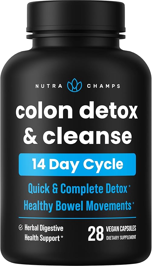 NutraChamps Colon Cleanse & Detox for Weight Loss [14 Day Quick Cleanser] Safe & Effective Formula with Probiotic & Digestive Enzymes for Constipation Relief