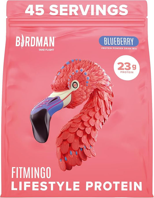 Fitmingo Vegan Protein Powder for Women with Inositol, Collagen Boosters, Hyaluronic Acid & Vitamins | Low Carb, Dairy Free, Lactose Free, Low Calorie, 22g Plant Based Blueberry Protein Powder