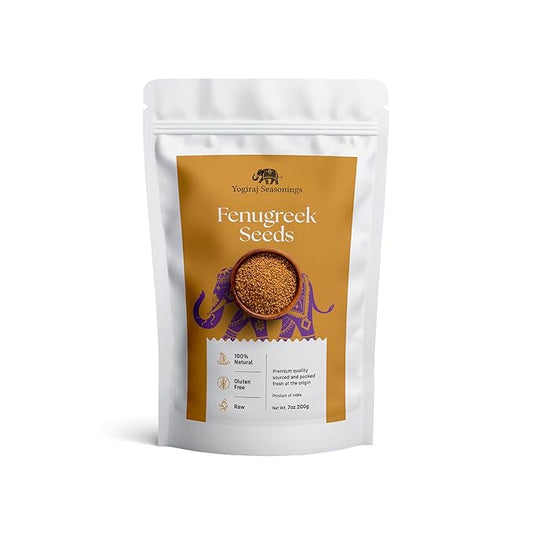 Yogiraj Seasonings Fenugreek Seeds, 7 oz, Whole Methi Seeds | Non-GMO & Gluten Free | 100% Natural Fenugreek Gluten Free & Non-Irradiated | Great for Indian Curry Seasonings