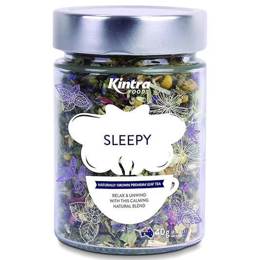 Kintra Foods Sleepy Loose Leaf Tea | Herbal Blend for Relaxation and Restful Sleep Tea | Caffeine Free with Chamomile, Lavender & Passion Flower | Soothing Sleep Aid | 40g (40 Servings) (Sleepy)