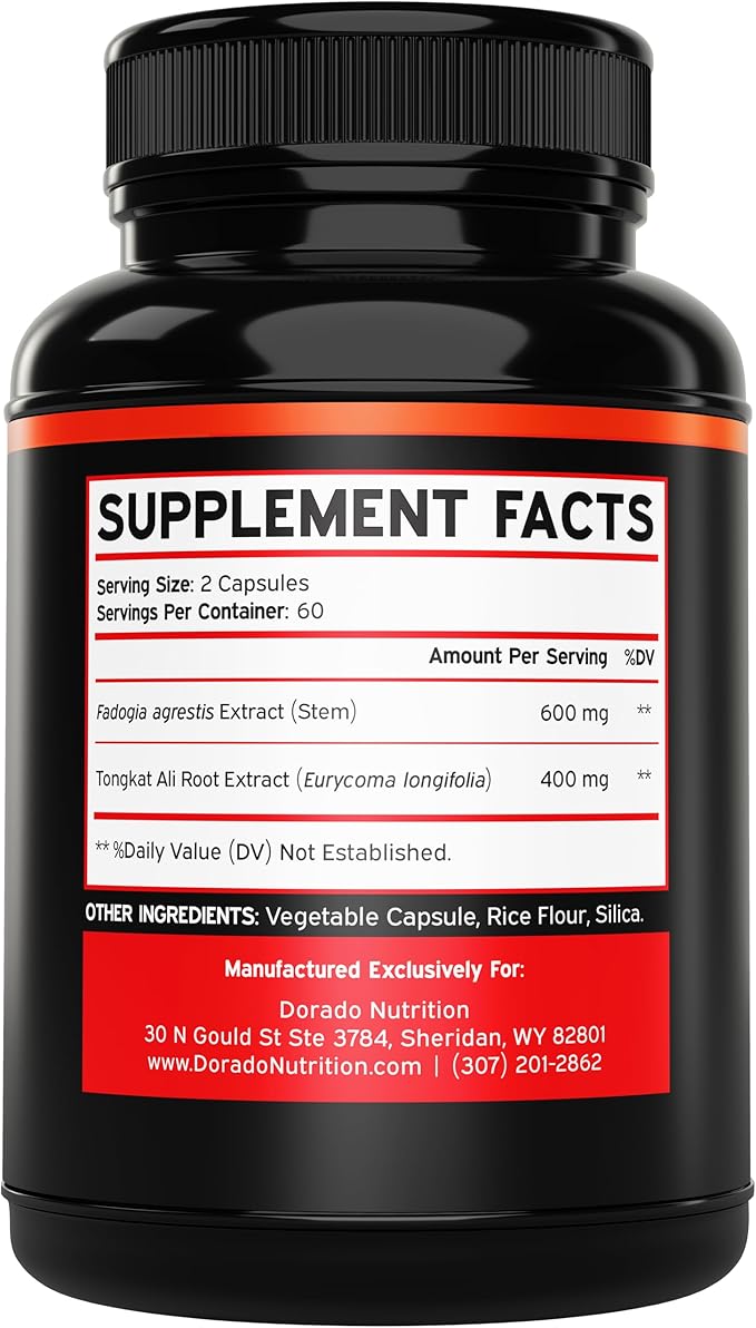 Fadogia Agrestis and Tongkat Ali Supplement Performance Blend - (120 Capsules) - [Maximum Strength] - Strength, Drive, Athletic Performance & Muscle Mass - Gluten Free, Non-GMO, Vegan Capsules
