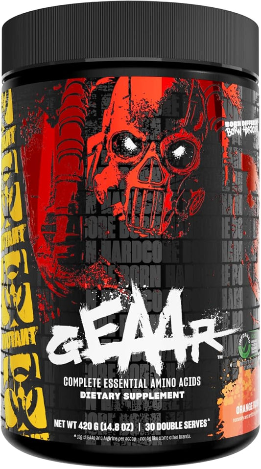 Mutant GEAAR - 9.4g of EAA Powder + Arginine, 7g BCAAs, 4g Leucine, Electrolytes, Coconut Water, 30 Servings (Orange Rush)