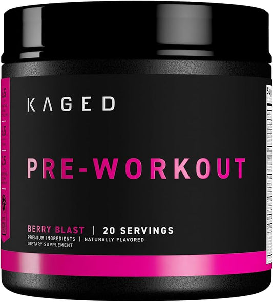 Kaged Original Pre Workout Powder Berry Blast Pre-Kaged Formulated with Creatine, Beta Alanine, Pure Caffeine 20 Servings