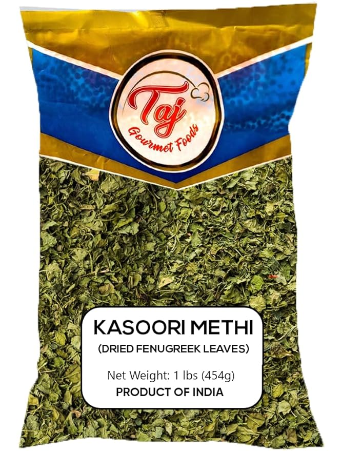 TAJ Kasoori Methi, Dried Fenugreek Leaves Pouch | 1 Pound Bulk Pack