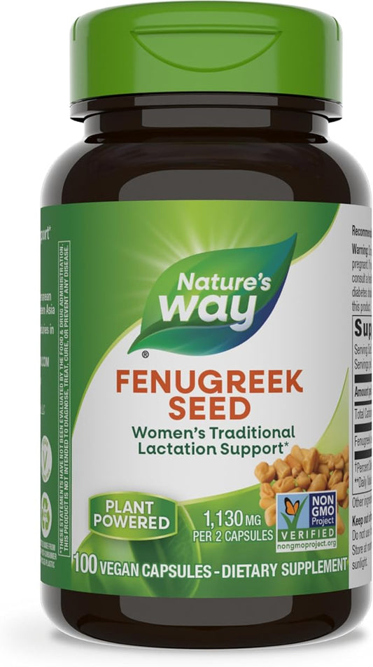 Nature's Way Fenugreek Seed, Traditional Lactation/Breastfeeding Support*, Non-GMO Project Verified, Vegan, 100 Capsules