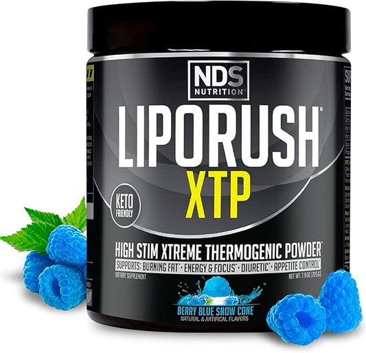 NDS Nutrition XTP Thermogenic Fat Burner with L-Carnitine - Energy, Focus, and Appetite Control - Extreme Thermogenic Fat Burning Powder Weight Loss - Blue Berry Snow Cone (45 Servings)