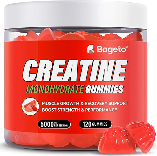 Creatine Monohydrate Gummies 5g for Men Women,Sugar Free Chewables Creatine Pre-Workout for Muscle Strength, Watermelon Flavor, 120 Count