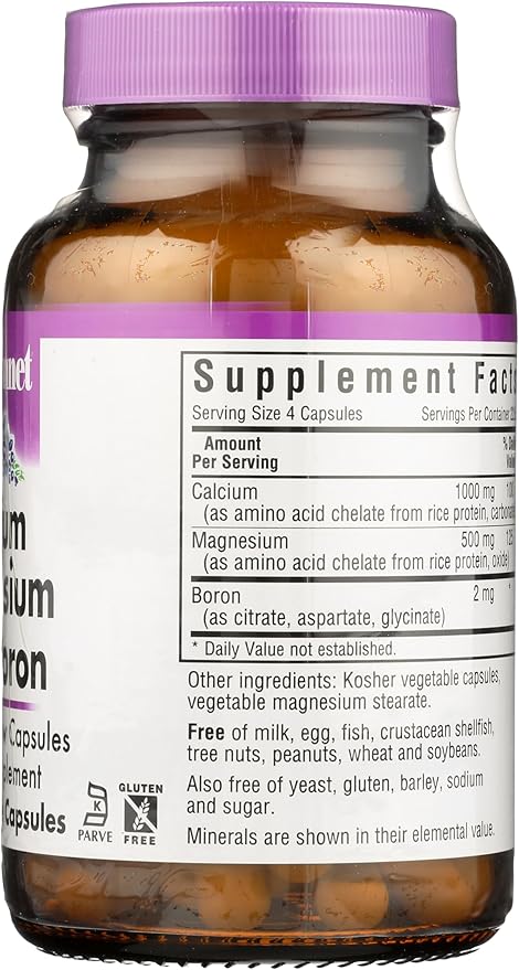 BlueBonnet Calcium Magnesium Plus Boron Vegetarian Capsules, Off White, 90 Count