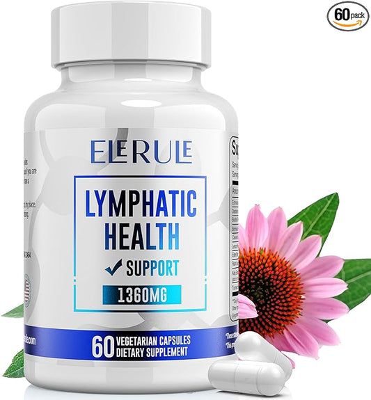 Lymphatic Support Supplement, Lymphatic Drainage Supplements with with Dandelion, Burdock, Echinacea, Lemon & More, Lymph System Support for Men and Women – 60 Capsules
